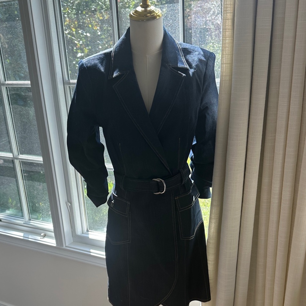 Cinq à Sept Navy Belted Blazer Dress